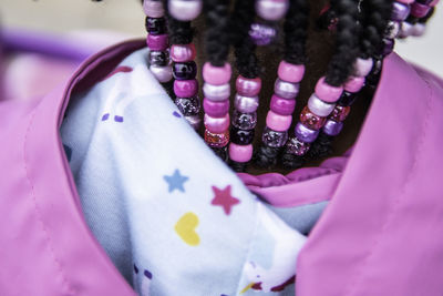 Close-up of purple beads