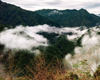 Scenic view of mountains against sky