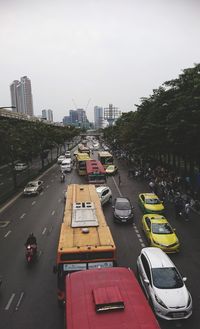 High angle view of traffic on city street