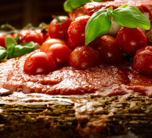 Close-up of strawberries in plate