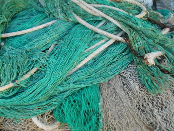 Full frame shot of fishing net drying in the sun 