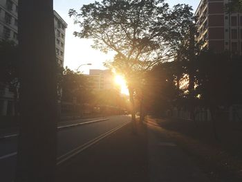 Empty road at sunset