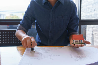 Man working on table