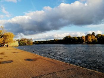 Scenic view of lake against sky