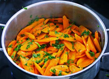 High angle view of vegetables in bowl