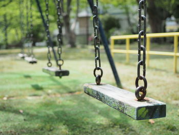 Empty swing in park