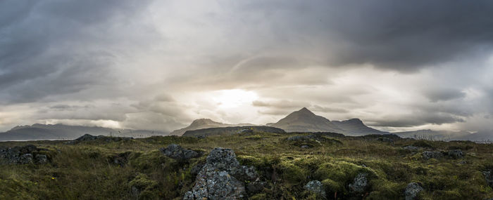 Scenic view of mountains against sky