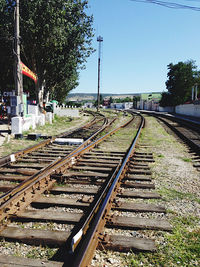 View of railroad tracks against clear sky