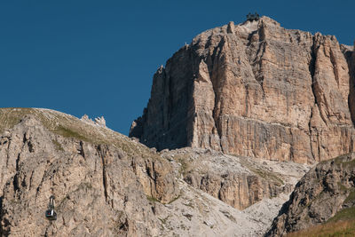 Low angle view of rock formation against clear sky