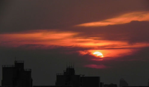 Low angle view of orange sky