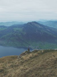 Scenic view of lake and mountains