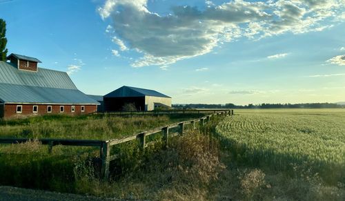 House on field against sky