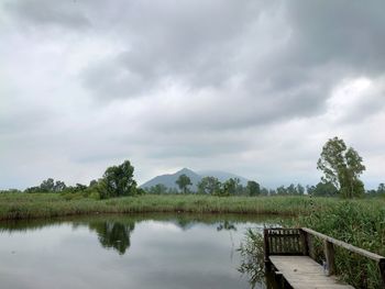 Scenic view of lake against sky