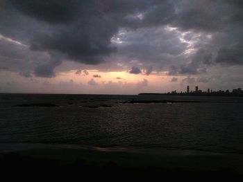 Scenic view of calm sea at sunset