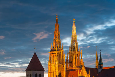 Low angle view of temple building against sky