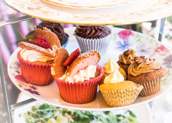 Close-up of cupcakes on table