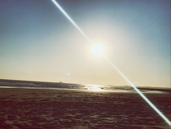 Scenic view of sea against clear sky on sunny day