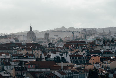 High angle view of townscape against sky