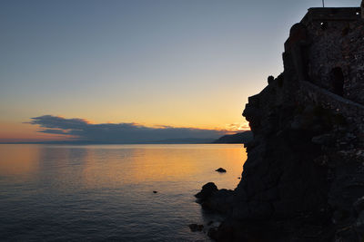 Scenic view of sea against sky during sunset