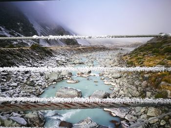 Scenic view of frozen lake against sky