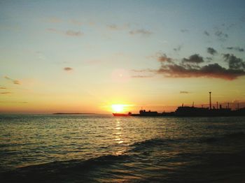 Scenic view of sea during sunset