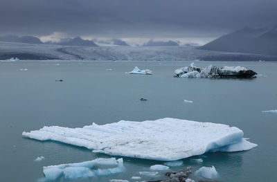 Scenic view of frozen sea against sky