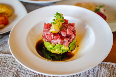 Salmon fish with avocado fresh