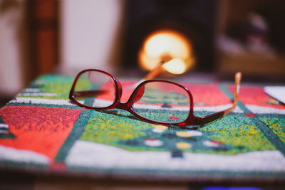 Close-up of sunglasses on table