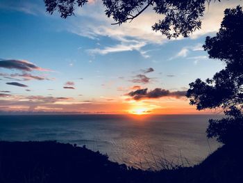 Scenic view of sea against sky at sunset