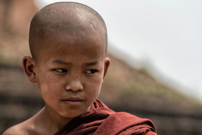 Close-up of boy monk