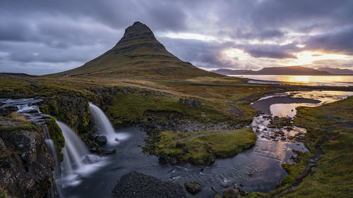 Majestic kirkjufellsfoss in northeast iceland. 