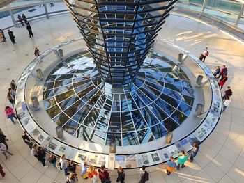 High angle view of people standing in reichstag