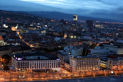 High angle shot of cityscape at night