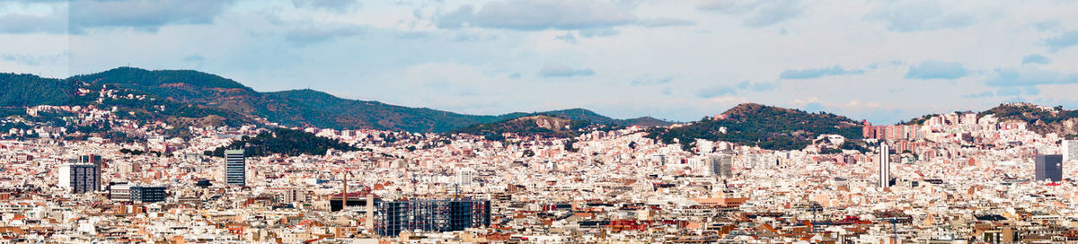 High angle shot of townscape against sky