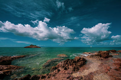 The caribbean sea on antigua and barbuda beach.