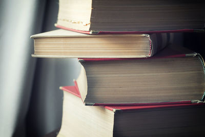 Close-up of books on table