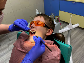 Young patient in the dentist's office. dental treatment.