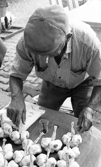 Man working at market stall