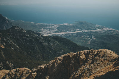 Aerial view of snowcapped mountains