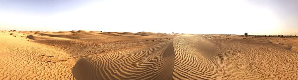 Panoramic view of desert against clear sky