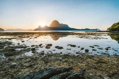 Scenic view of sea against sky during sunset