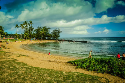 Scenic view of beach against sky