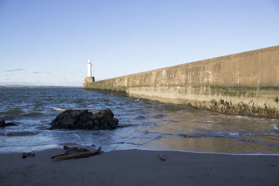 Scenic view of sea against clear sky