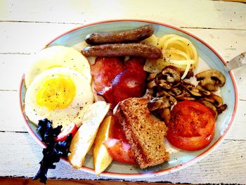 Close-up of breakfast on table