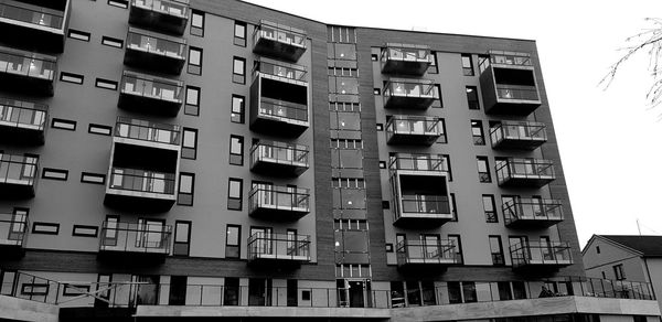 Low angle view of residential building against sky