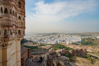 Jodhpur the blue city from mehrangarh fort, rajasthan india