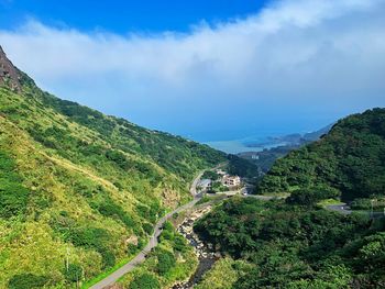 Scenic view of mountains against sky