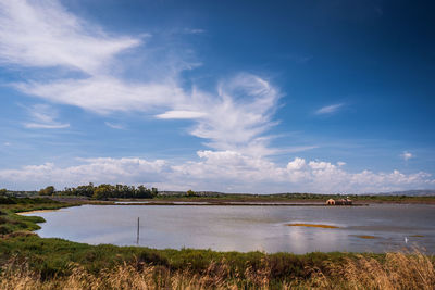 Scenic view of lake against sky