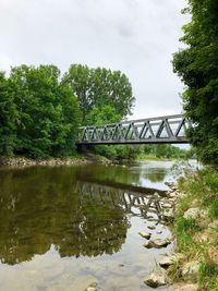 Bridge over lake against sky