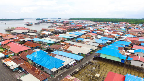 High angle view of buildings bontang kuala village